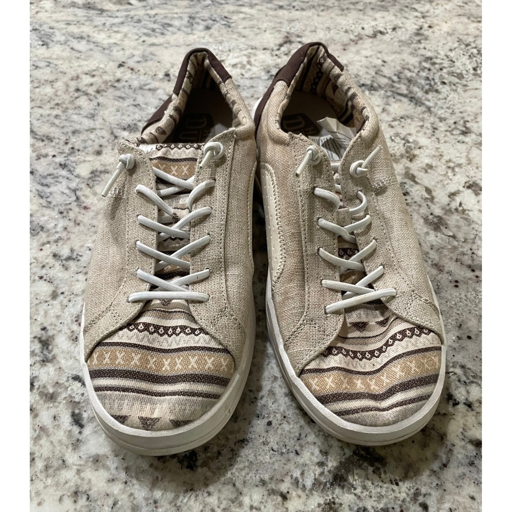 Hey Dude Karina Asheville Brown Tan Geometric Slip On Sneakers Womens 8